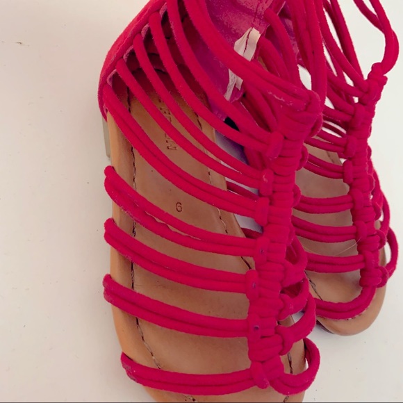 Hot Pink JF Toddler Girls Strappy Summer Sandals Size 6 - Picture 5 of 5